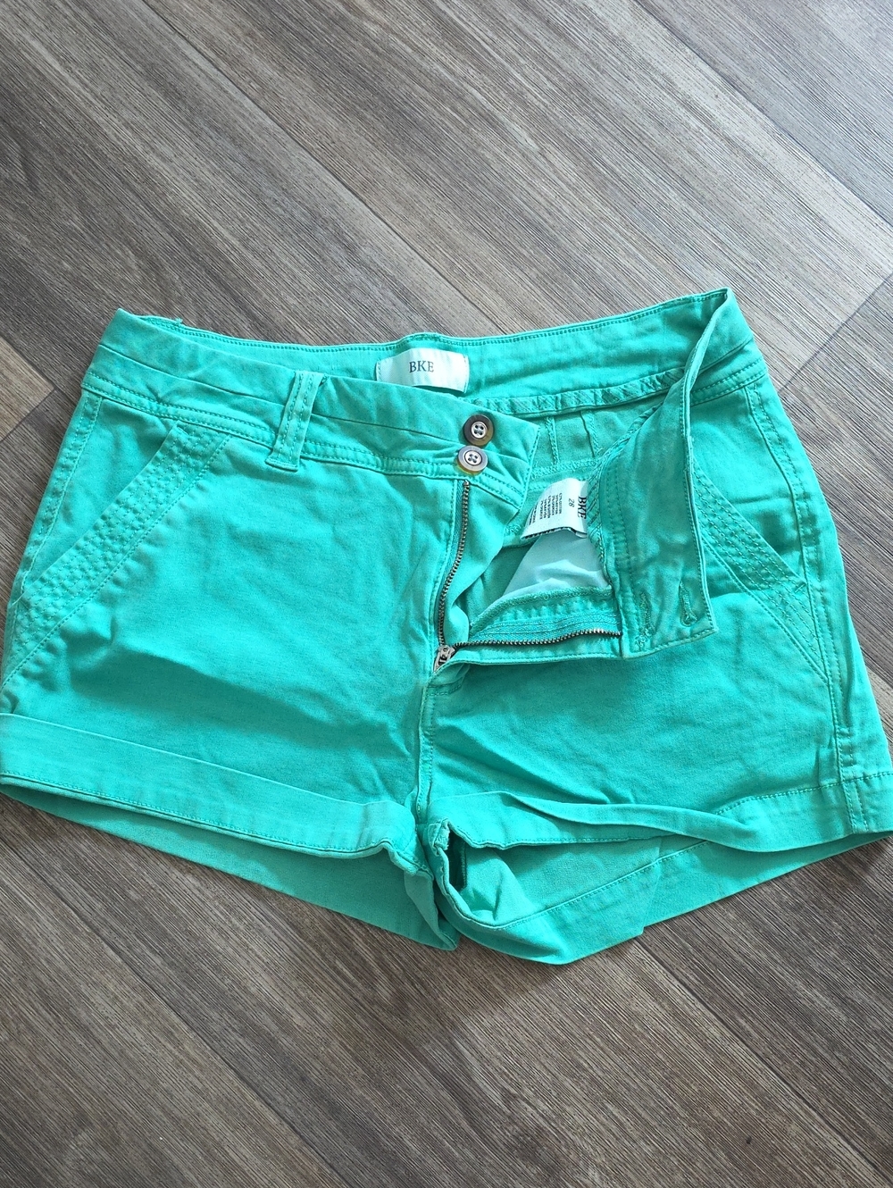 BKE Women's Teal Green Cotton Shorts